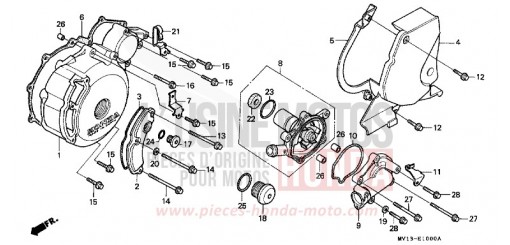 KURBELGEHAEUSEDECKEL, L./ WASSERPUMPE/ABDECKUNG, HINTEN XRV750M de 1991